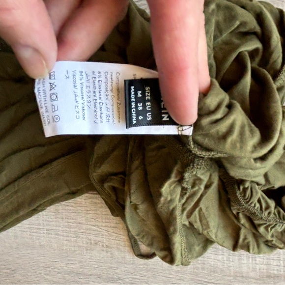 Olive green jersey wide leg jumpsuit Size S - Picture 6 of 6